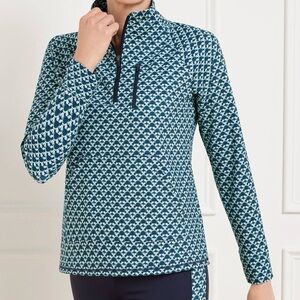 Talbots Out & About Half-Zip Pullover in the Fascinating Scallop pattern, Sz L